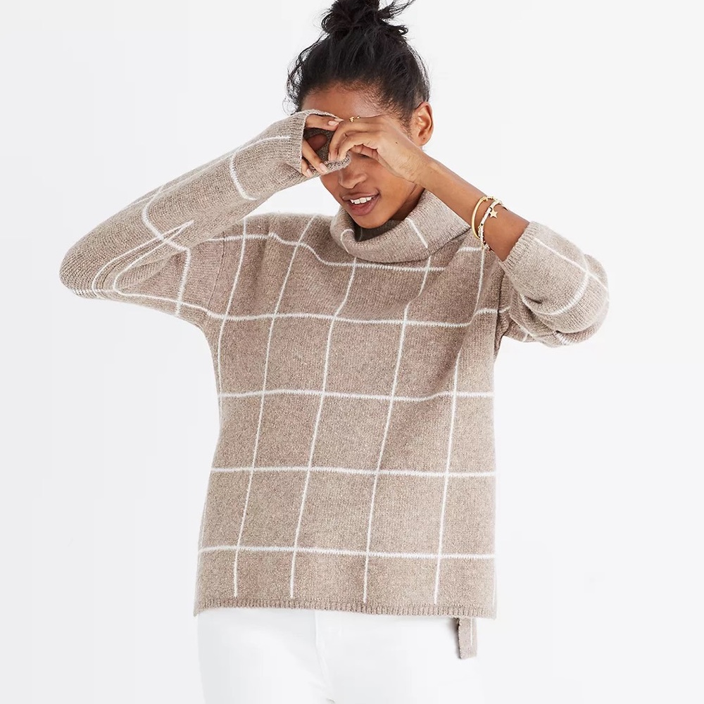 Windowpane turtleneck sweater